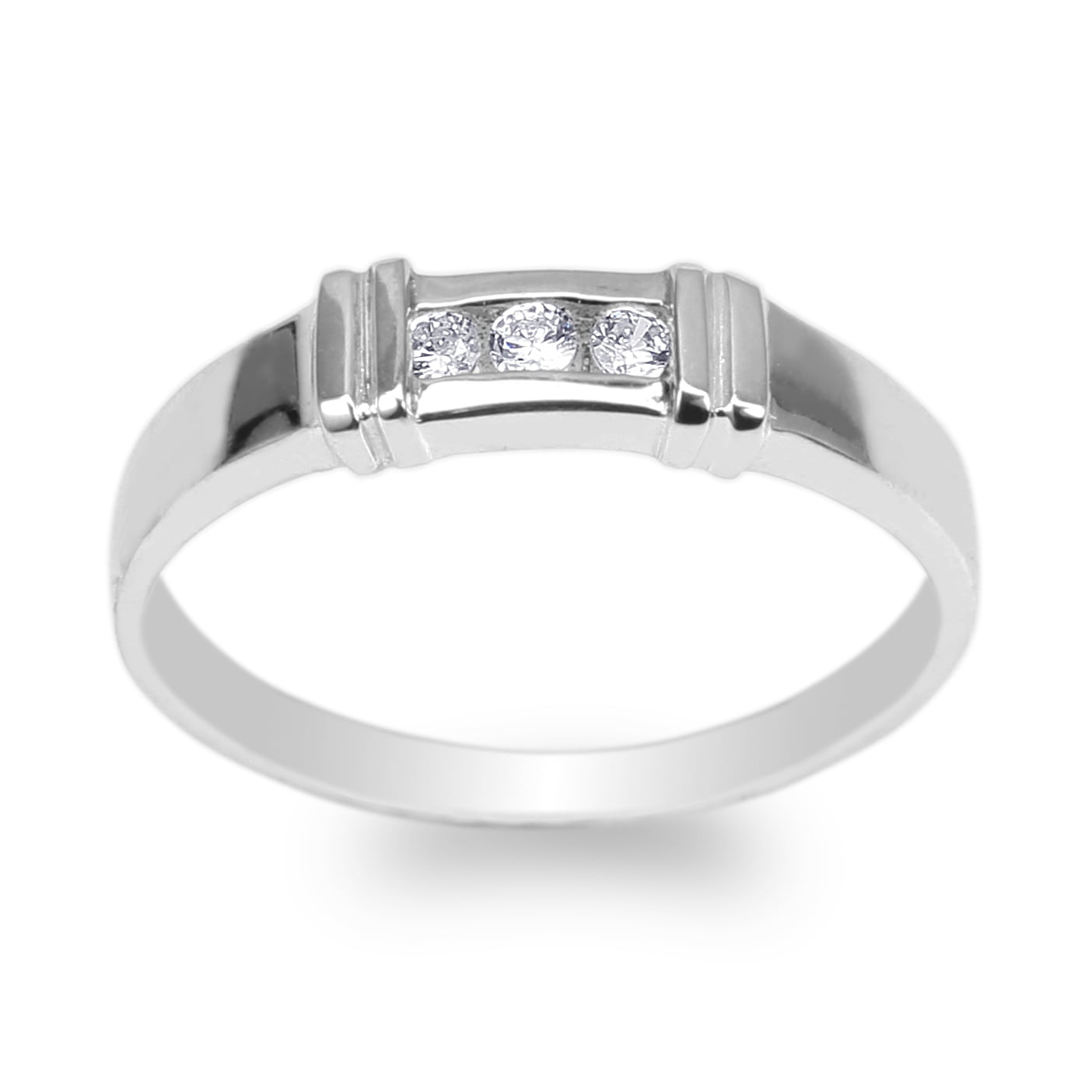 JamesJenny Ladies 14K White Gold Round CZ Channel Band Ring Size 4-10 JamesJenny Ladies 14K White Gold Round CZ Channel Band Ring Size 4-10