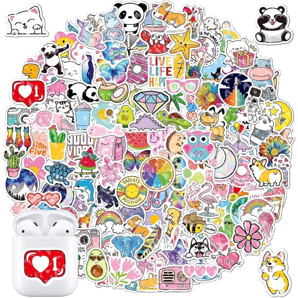 100 pegatinas lindas, pegatinas kawaii para niños, niñas y adolescentes, pegatinas de vinilo impermeables para botellas de agua, portátiles, teléfonos, etc. Las pegatinas hacen que
