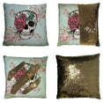 thumbnail image 1 of ABPHQTO Calavera Flor Rosas Reversible Sirena Lentejuelas Funda de Almohada Decoración del Hogar Funda de Cojín 40x40 cm ABPHQTO FishPillow-SL-1-16x16, 1 of 2