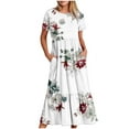 thumbnail image 1 of Pisexur Robes d'Été pour Femmes à Col Rond, Robe Fluide Plissée Tendance à Manches Courtes, Mode avec Poche, Robe d'Été de Plage Évasée à Imprimé Floral, 1 of 4