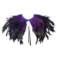 thumbnail image 2 of Women's Feather Collar Shawl, Crow Feather Satin Glossy Shawl Wrap for Women, Versatile Carnival Party Costume Accessory, Evening Wear, Fashion Shawl Purple, 2 of 2