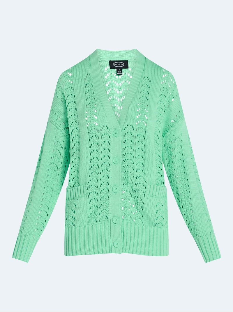 Scoop Women's V Neck Sweater Cardigan, Midweight, Sizes XS-4X