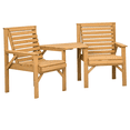 thumbnail image 1 of Outsunny 3Pcs Outdoor Bench Set for Garden, Backyard, Balcony, Light Brown, 1 of 8