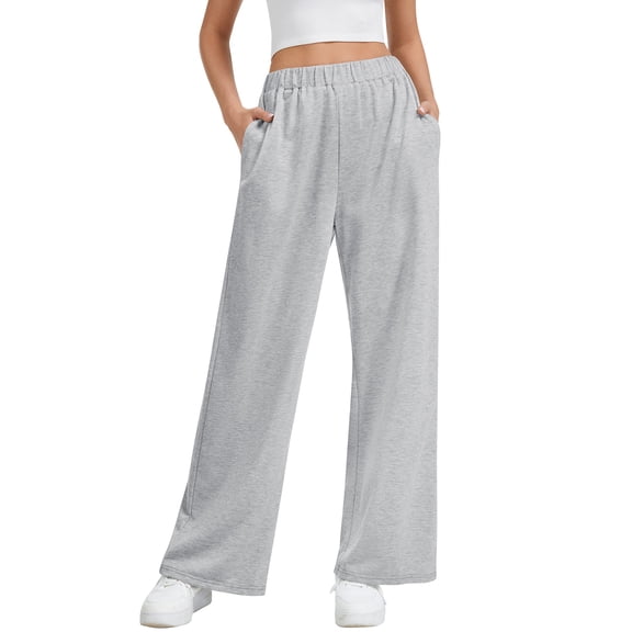 SWQZVT Women's Wide Leg Sweatpants, High Waisted Straight Leg Joggers with Pockets, Casual Drawstring Elastic Waist Lounge Pants