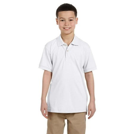 Branded Harriton Youth 56 oz Easy Blend Polo Shirt - WHITE - M (Instant Saving 5% & more on min