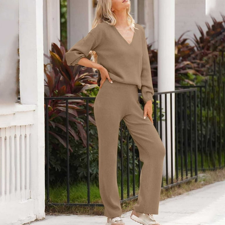 Njoeus Women 2 Piece Outfit Sweater Set Casual Knit Long