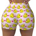 thumbnail image 2 of Xecao Ducks And Pink Heart Print Workout Shorts for Women Soft Smooth Gym Yoga Scrunch Active Tennis Workout Running Shorts-Small, 2 of 8