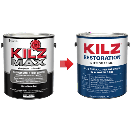 KILZ Restoration Interior Water-Based Primer, Sealer & Stainblocker, White - New Name, Same Trusted (Best Water Based Paint Primer)