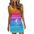 thumbnail image 1 of SMihono Robe d'Été Grande Taille pour Femmes 2023 Mode Femmes Décontractée Col en V Sans Manches Imprimé Teinture sur Nœuds Poches Gilet Mini Robe, 1 of 6