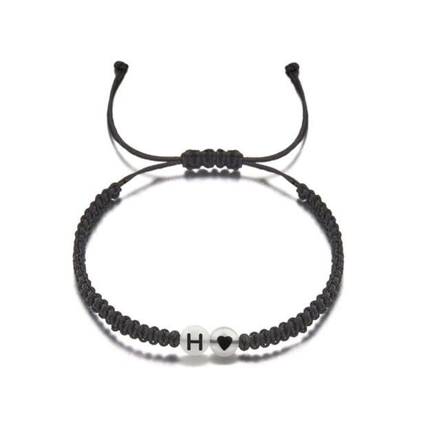 EZLIFE LZYWOD Pulsera de la amistad trenzada con 26 letras tejidas a mano que brillan en la oscuridad para mujer y hombre, pulsera de pareja D0N7