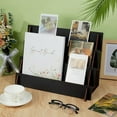 thumbnail image 4 of Exhibidor de tarjetas de felicitación negro de 3 niveles, organizador, estante para postales, estante de madera para tarjetas, expositor para tiendas, 4 of 5