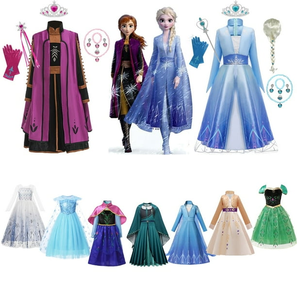 ELSA & ANNA Robe Princesse pour Filles - Déguisement Reine des Neiges pour  Filles - Robe Princesse Filles pour Fêtes, Anniversaires, Déguisements 