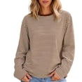 thumbnail image 5 of XUNKUSGA Womens Striped Tops Casual Loose Long Sleeve Crewneck Pullover Top Fashion Drop Shoulder Oversized Tunic Tops Comfortable Soft Fall Sweatshirt for Daily Wear L, 5 of 7