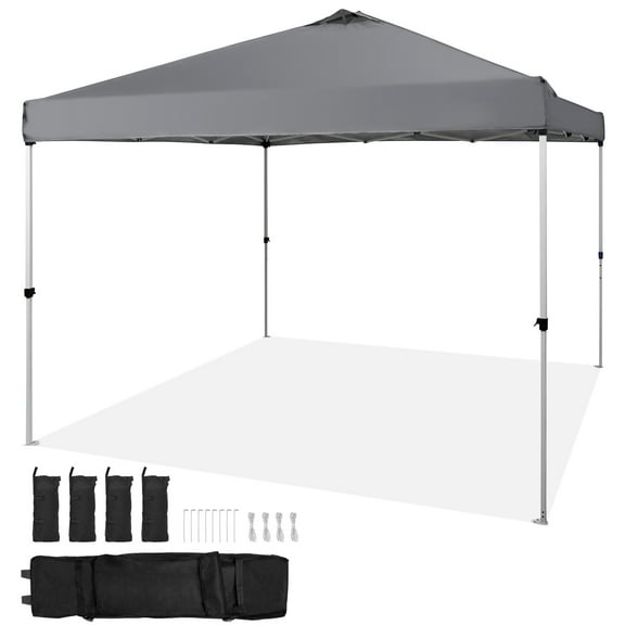 KFFKFF Pop Up Canopy Party Tent 10x10 ft with Portable Bag for Camping Dark Gray