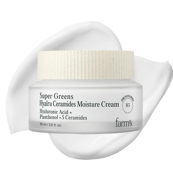 Farm Rx Spring Event Super Greens Hyalru Ceramides Crema hidratante (3 onzas líquidas) - Hidratante rico que fortalece la barrera de humedad Hidratación profunda. Cuidado de la piel coreano. Ácido Hia