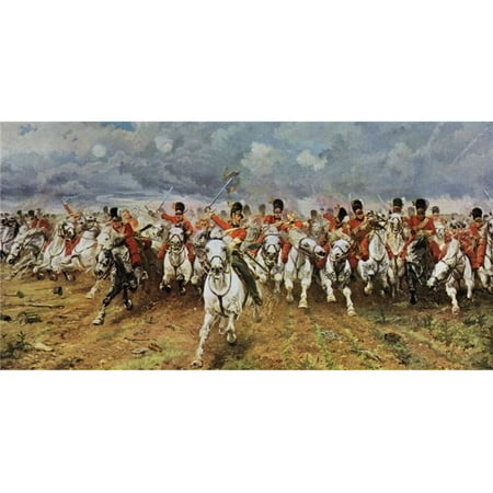 Design Pics  Scotland Forever. The Royal Scots Greys Charge At Waterloo. Painting by Lady Elizabeth Butler From The Worlds Greatest Paintings Published by Odhams Press London 1934 Poster (Best Pic In The World)