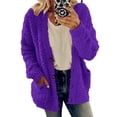 thumbnail image 1 of Abrigo de invierno de felpa gruesa para mujer, cárdigan térmico suave de un solo pecho para otoño, suéteres de moda para mujer, sudaderas con botones, prendas de vestir exteriores, 1 of 5