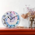 thumbnail image 2 of SKYSONIC Tie Dyed Light Pink Blue Wall Clock 10 Inch Silent Non Ticking Round Clock Oil Painting Clock Easy to Read Clock for Living Room Bedroom Bathroom Home Decor, 2 of 7