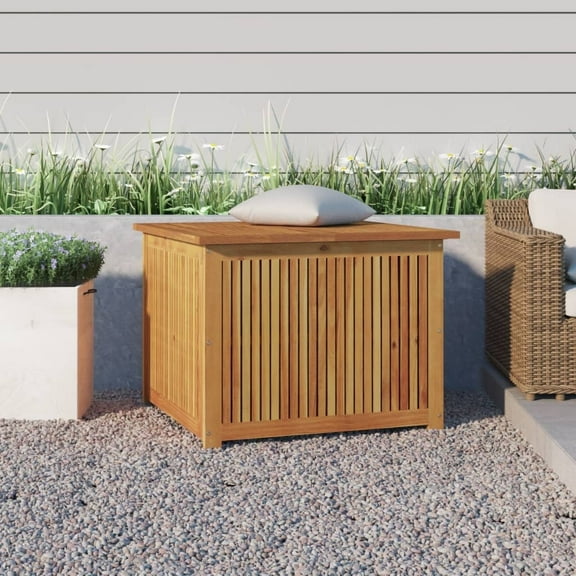 vidaXL Outdoor Patio Storage Box 29.5"x29.5"x22.8" Solid Acacia Wood Garden/Terrace Brown