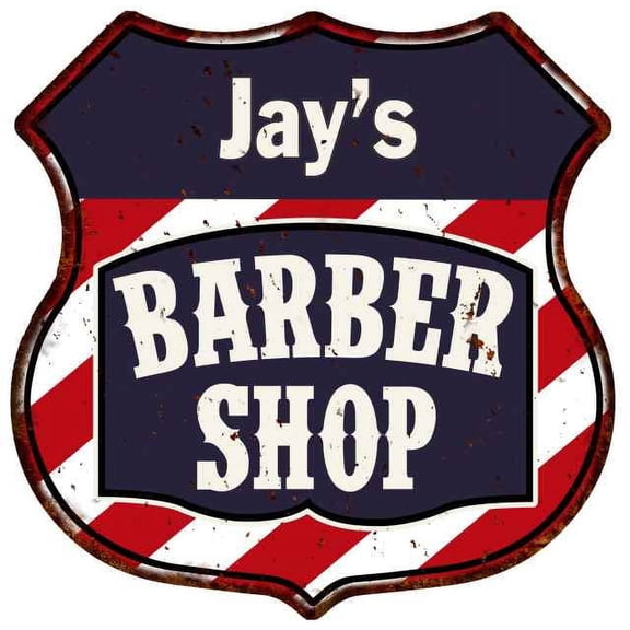 Jay's Barber Shop Sign Shield Metal Gift Hair Gift 211110020155