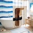 thumbnail image 5 of No Hook Shower Curtain with Built-in Rings - Vintage Brown Color Blocks Washable Waterproof Fabric Bathroom Curtains for Hotel,Rentals, Stall 36 X 72 Inch , Abstract Graffiti Art Modern, 5 of 9
