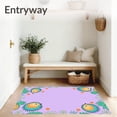 thumbnail image 3 of ODIKA 2'x3' Machine Washable Non-Slip Area Rug, Whimsical Hedgehog Motif Latch Hook With Playful Forest Details High Traffic Rug, Purple, 619625, 3 of 7