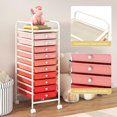 thumbnail image 6 of FASCK  10-Drawer Rolling Storage Cart, Utility Mobile Trolley with Removable Drawers & Universal Casters & 2 Brakes, Versatile Flexible Drawer Organizer Cart for Home, Office, Mixed Pink, 6 of 7