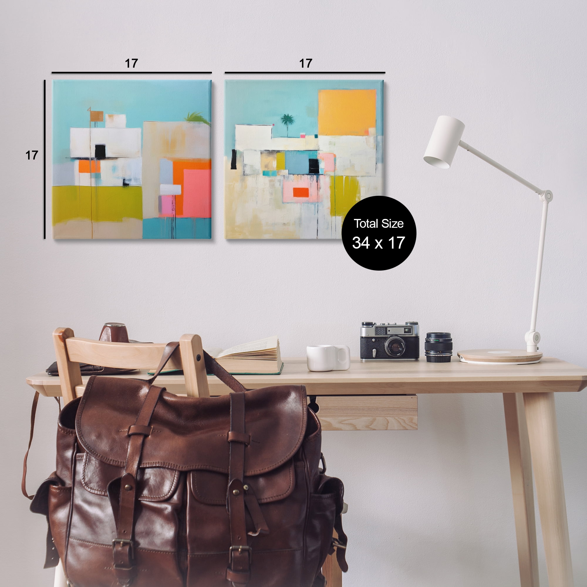 Stupell Industries Abstract Square Block Apartment Buildings & Architecture Painting Wrapped Canvas Art Print Wall Art, 17 x 17, Set of 2