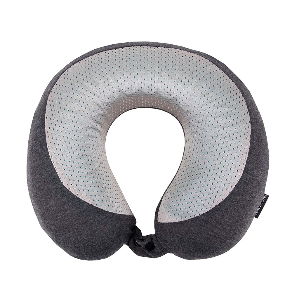 Travelon Cooling Gel Neck Pillow, Charcoal, Generous pillow provides