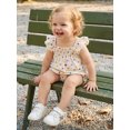 thumbnail image 5 of Cenuakty Toddler Baby Girls 2 Piece Outfits Adorable Heart Print Flying Sleeve Square Neck Tops and Shorts Set, 5 of 9