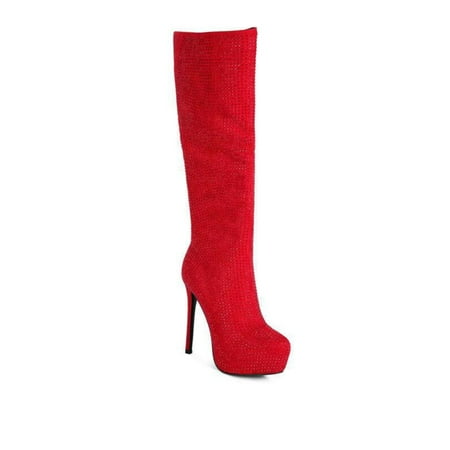 

Nebula Rhinestone Embellished Stiletto Calf Boots