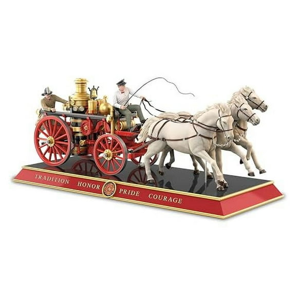 The Bradford Exchange 1900s Boiler Engine Vehicle Sculpture With 2 Firefighters 11-Inches