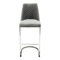 thumbnail image 2 of Vogue Set of (2) Bar Height Chairs in Grey Velvet with Polished Silver Metal Base by Diamond Sofa, 2 of 8