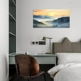 thumbnail image 4 of ZHONGYUTONG Large Misty Mountain Canvas Wall Art Sunrise Forest Tree Foggy Painting Prints Natural Scenery Pictures Home Decor for Living Room Office Framed (24.00" x 48.00"), 4 of 6