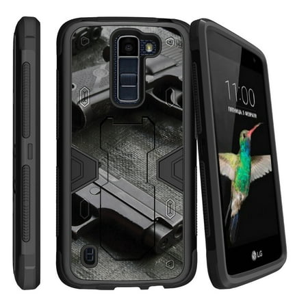 LG K7 | LG Tribute 5 Dual Layer Shock Resistant MAX DEFENSE Heavy Duty Case with Built In Kickstand -