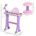 thumbnail image 3 of Qaba Kids Piano Electronic Keyboard Instrument with Microphone and Stool 32 Keys Musical Toy Organ Educational Gift for Children Pink, 3 of 9