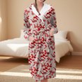 thumbnail image 2 of Women's Fleece Plush Robe Long Warm Plush Bathrobe Loungewear Jacket Printed Comfort Robe, 2 of 5