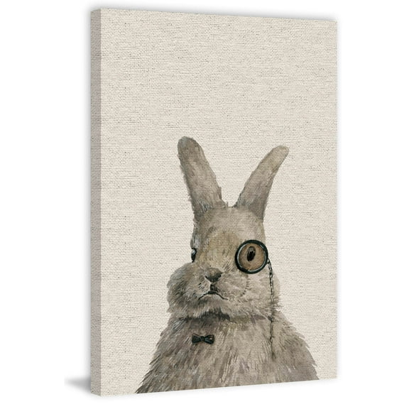 Bunny the Librarian Painting Print on Wrapped Canvas