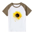 thumbnail image 2 of Feancey T-Shirts Graphiques d'Été pour Garçons, Décontractés, à Imprimé Tournesol, Col Ras du Cou, Hauts Raglan à Manches Courtes, T-Shirts Amples pour Enfants, Filles, Bébé, Cadeaux Amusants, Brun, 4 Ans, 2 of 10