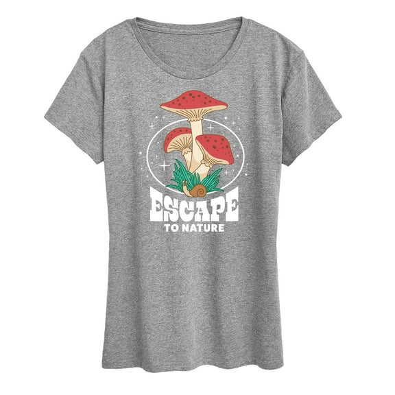 Instant Message - Escape to Nature - Blooming Mushrooms - Women's Short Sleeve Graphic T-Shirt