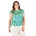thumbnail image 1 of Blusa estampado zebra Roman Fashion/ Tallas Extras, 4048 (Verde) multicolor 42, 1 of 6