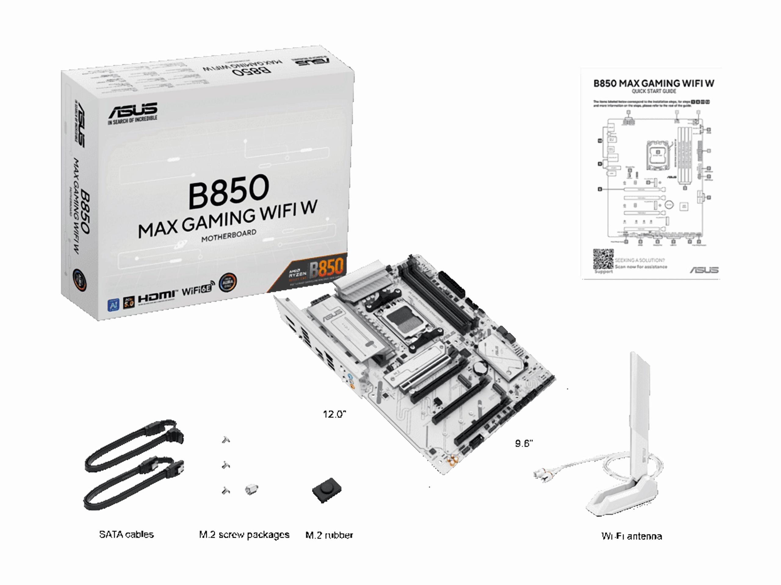 Asus B850 MAX GAMING WIFI W Gaming Desktop Motherboard - AMD B850 Chipset - Socket AM5 - ATX (b850maxgamingwifiw)