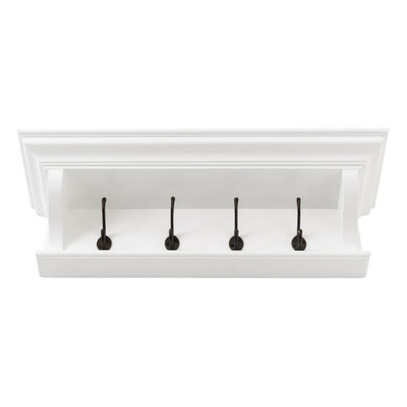 Home Wall Decorative Antique Brass Hardware 4 Hook Coat Rack 70Cm - White