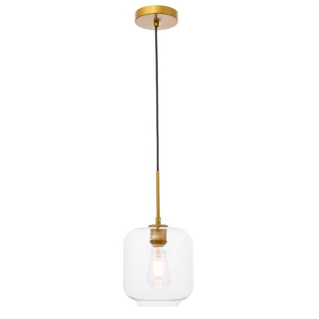 Living District LD2272BR Collier 1 Light Brass & Clear Glass Pendant