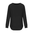 thumbnail image 4 of Fesfesfes Women Flannel Shirt Fashion Fall Winter Solid Round-Neck Pullover Long Sleeve Tops, 4 of 7
