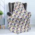 thumbnail image 4 of Floral Soft Flannel Fleece Throw Blanket, Watercolor Style Summer Garden Blooming Purple Orchids and Pinky Chrysanthemums, Cozy Plush for Indoor and Outdoor Use, 60" x 80", Multicolor, by Ambesonne, 4 of 5