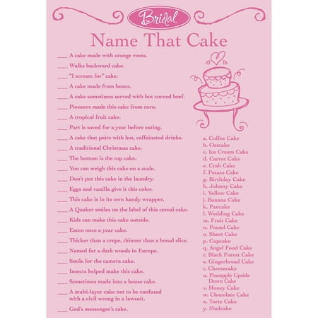 Bridal Game Sheets, 50-Pack, Name That Cake