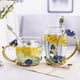 thumbnail image 3 of Esmaltes Flor de Mariposa Tazas de Café de Vidrio Transparente Sin Plomo Taza de Té con Juego de Cuchara de Acero, Regalos Personalizados para Mujeres Esposa Mamá Niña Maestra Amigas Cumpleaños Madre, 3 of 7