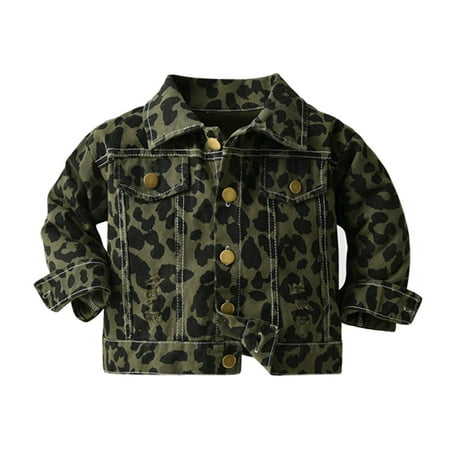 

TUOBARR Fashion Kids Coat Boys Girls Thick Coat Denim Print Jacket Clothes Children s Jacket Green(3Months-6Years)