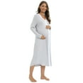 thumbnail image 3 of Womens Nursing Gown Nightgown Maternity Nursing Dress 3 in 1 Delivery/Labor/Nursing Breastfeeding Birthing Long Sleeve Gown Nightgown with Button,Gray S-2XL, 3 of 7